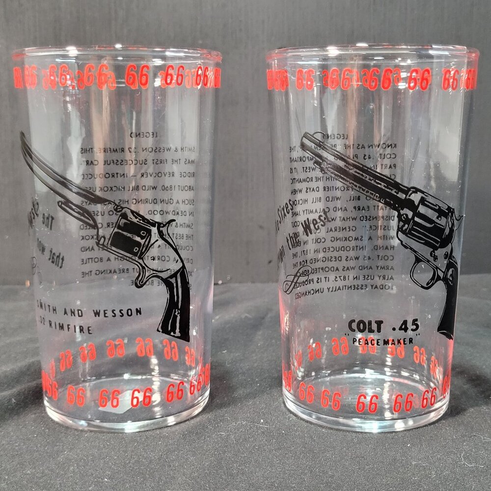 Vintage “Sixes That Won the West” Glasses – Colt .45 & S&W .22 Rimfire –Phillips